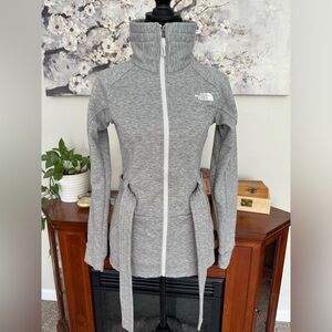The North Face Women's Long Grey Zipped Up Sweatshirt - Size XS